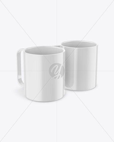 Two Glossy Mugs Mockup