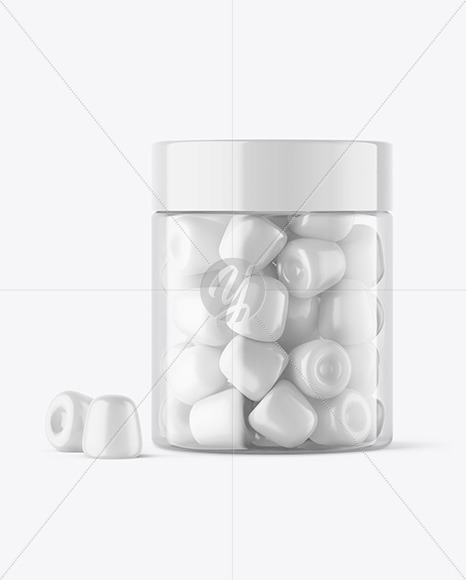 Plastic Jar with Gummies Mockup