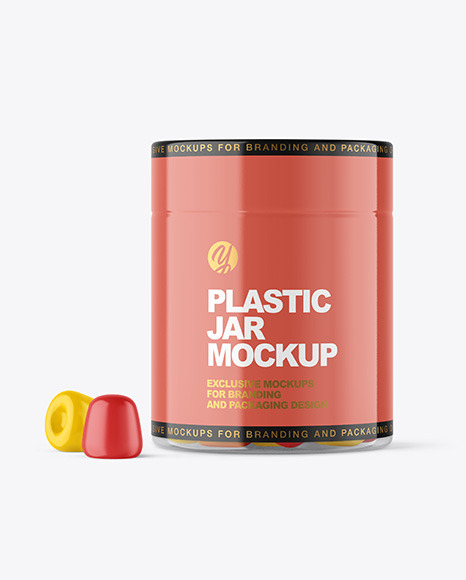 Plastic Jar with Gummies Mockup