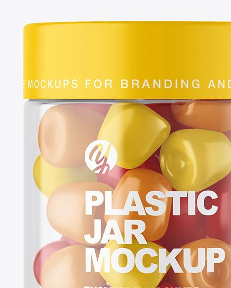 Plastic Jar with Gummies Mockup