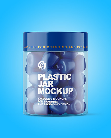 Plastic Jar with Gummies Mockup