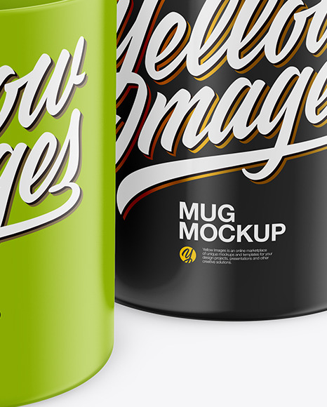 Two Matte Mugs Mockup