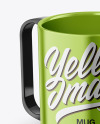 Two Glossy Metallic Mugs Mockup