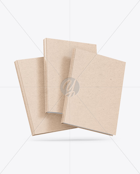 Three Kraft Paper Hardcover Books Mockup