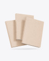 Three Kraft Paper Hardcover Books Mockup