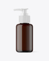 Amber Glass Cosmetic Bottle with Pump Mockup Amber Glass Cosmetic Bottle with Pump Mockup