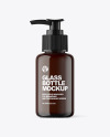 Amber Glass Cosmetic Bottle with Pump Mockup Amber Glass Cosmetic Bottle with Pump Mockup