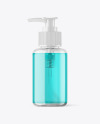 Clear Glass Cosmetic Bottle with Pump Mockup