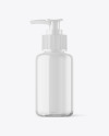 Clear Glass Cosmetic Bottle with Pump Mockup Clear Glass Cosmetic Bottle with Pump Mockup