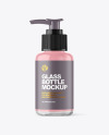 Clear Glass Cosmetic Bottle with Pump Mockup Clear Glass Cosmetic Bottle with Pump Mockup