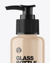 Clear Glass Cosmetic Bottle with Pump Mockup Clear Glass Cosmetic Bottle with Pump Mockup