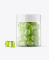 Frosted Plastic Jar with Gummies Mockup