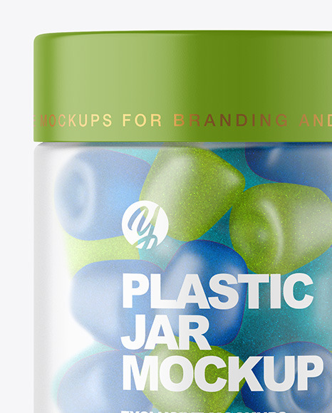 Frosted Plastic Jar with Gummies Mockup