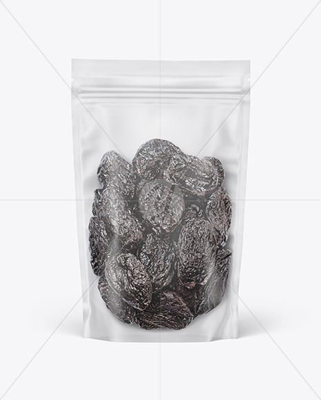 Frosted Plastic Pouch w/ Dried Prunes Mockup