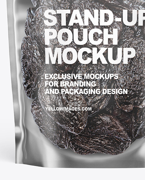 Frosted Plastic Pouch w/ Dried Prunes Mockup