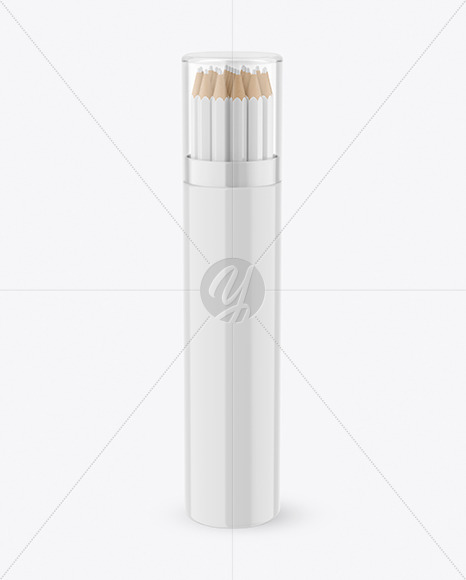 Glossy Tube w/ Pencils Set Mockup