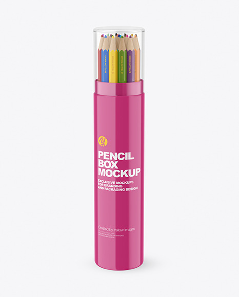 Glossy Tube w/ Pencils Set Mockup