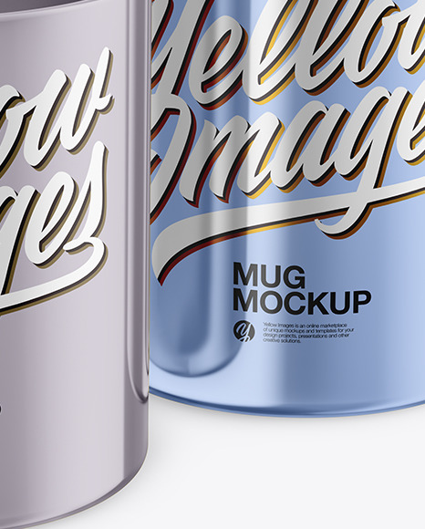 Two Matte Metallic Mugs Mockup