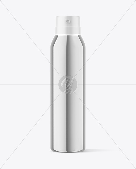 Glossy Metallic Spray Bottle Mockup