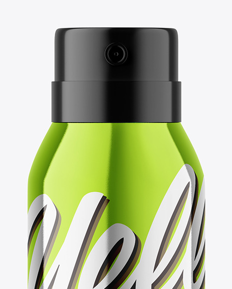 Glossy Metallic Spray Bottle Mockup