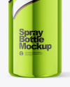 Glossy Metallic Spray Bottle Mockup