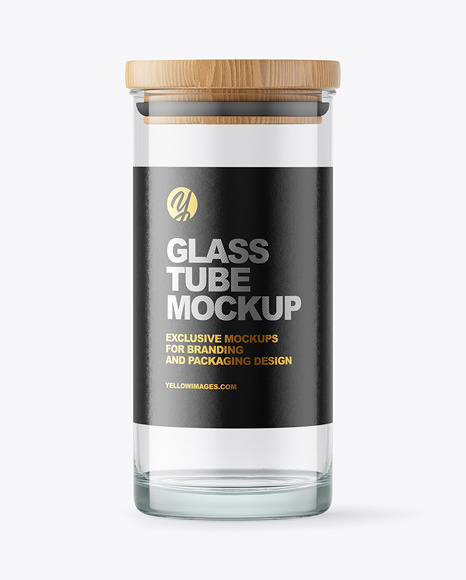 Glass Tube with Wooden Cap Mockup