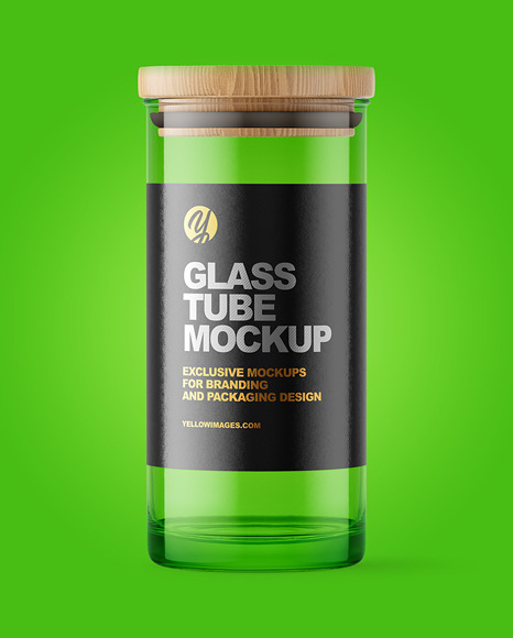 Glass Tube with Wooden Cap Mockup