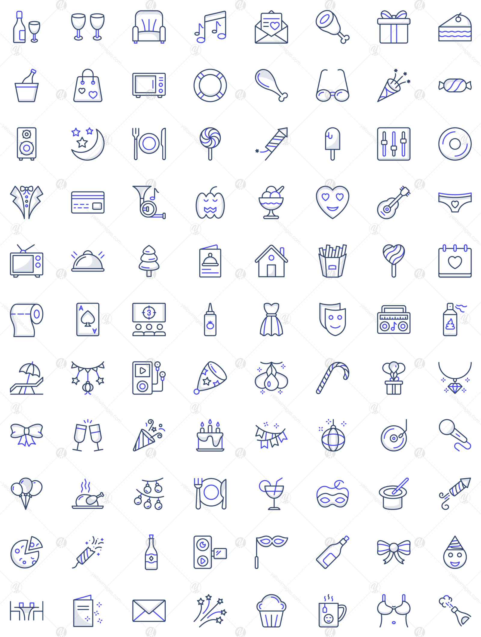 90+ Party and Celebration Colored Line Icons 90+ Party and Celebration Colored Line Icons