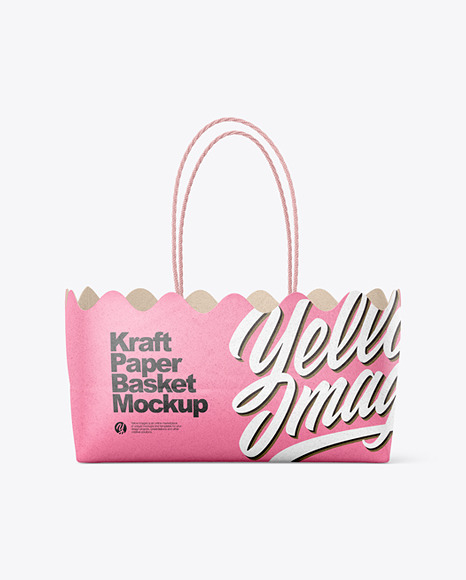 Kraft Paper Basket with Handles Mockup