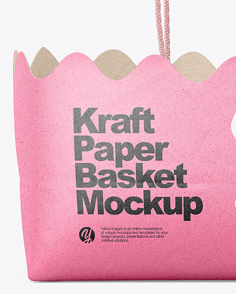 Kraft Paper Basket with Handles Mockup