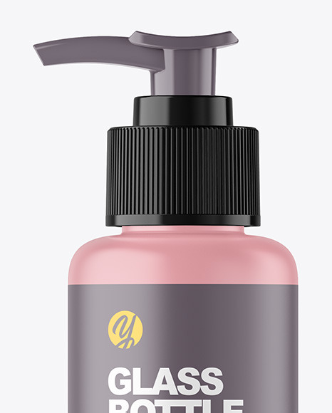 Frosted Glass Cosmetic Bottle with Pump Mockup Frosted Glass Cosmetic Bottle with Pump Mockup