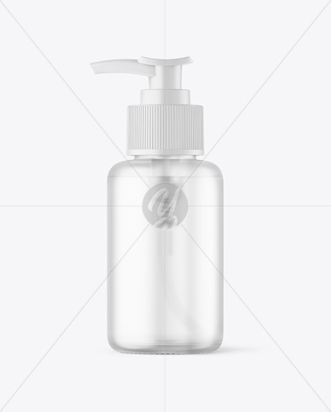 Frosted Glass Cosmetic Bottle with Pump Mockup