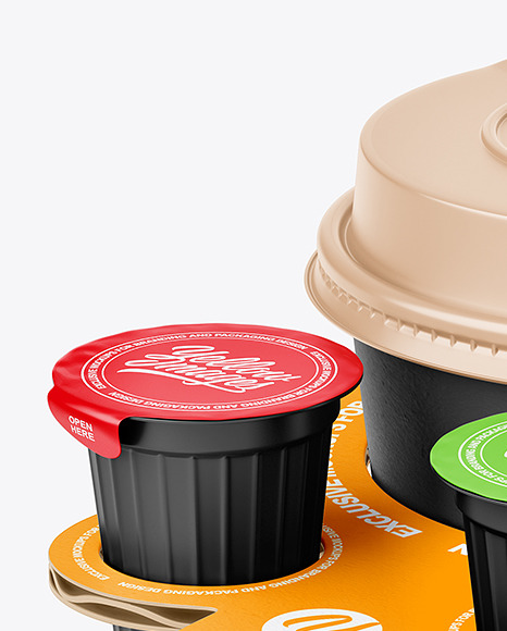 Paper Coffe Cup in Cardboard Holder Mockup