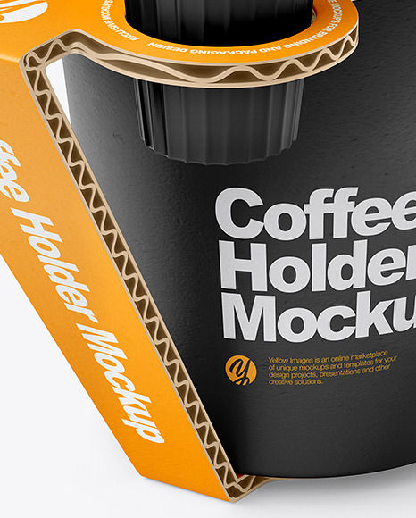 Paper Coffe Cup in Cardboard Holder Mockup
