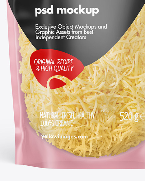 Frosted Plastic Pouch w/ Grated Cheese Mockup