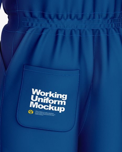 Worker Uniform (Coveralls) Mockup – Back Half Side View