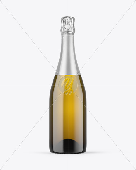 Antique Green Glass Champagne Bottle Mockup