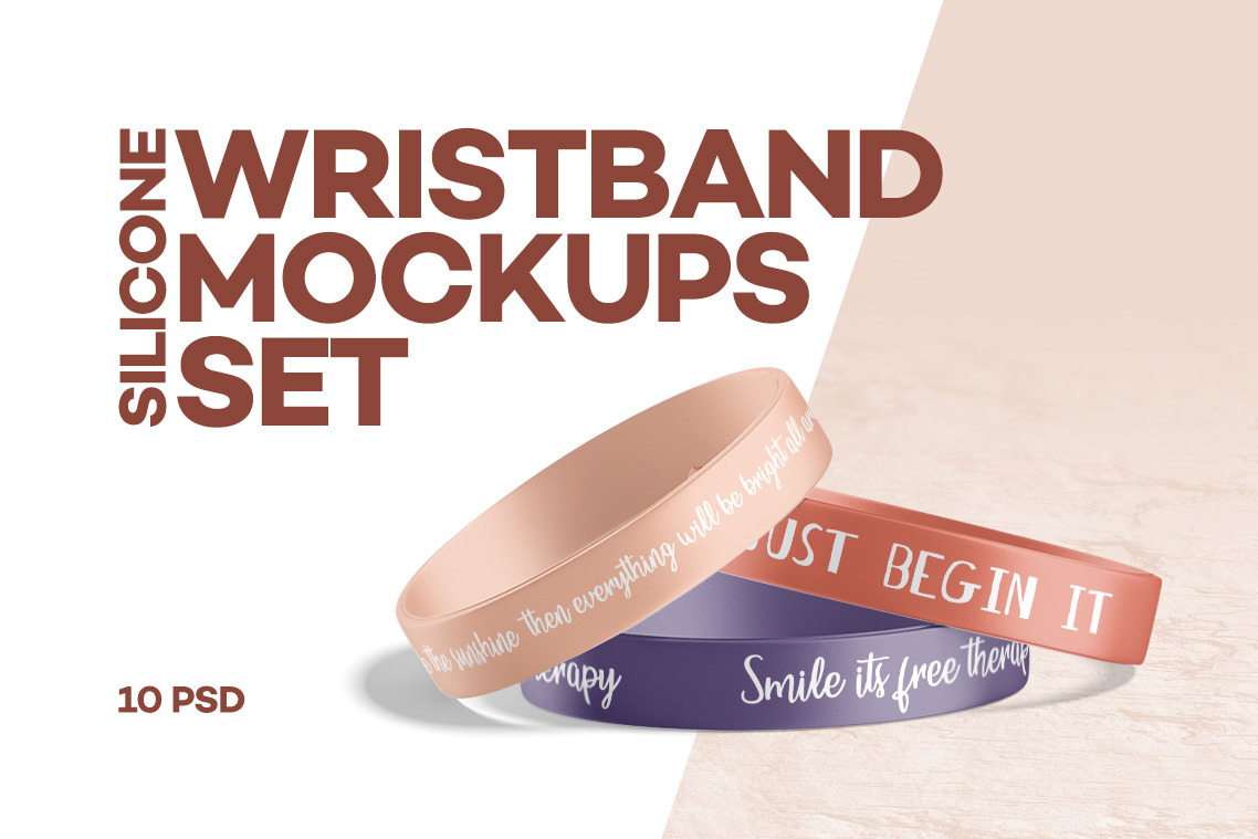 Silicone Wristband Mockups Set