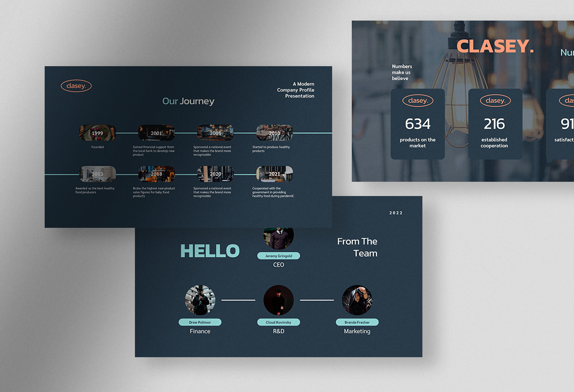 Clasey - Denim Blue Modern Company Profile Presentation