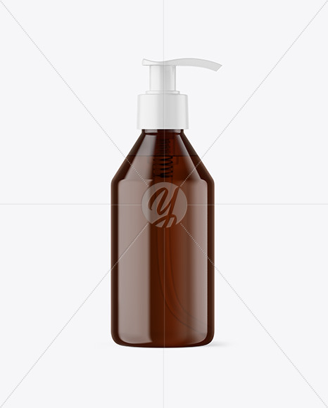 Amber Cosmetic Bottle with Pump Mockup Amber Cosmetic Bottle with Pump Mockup