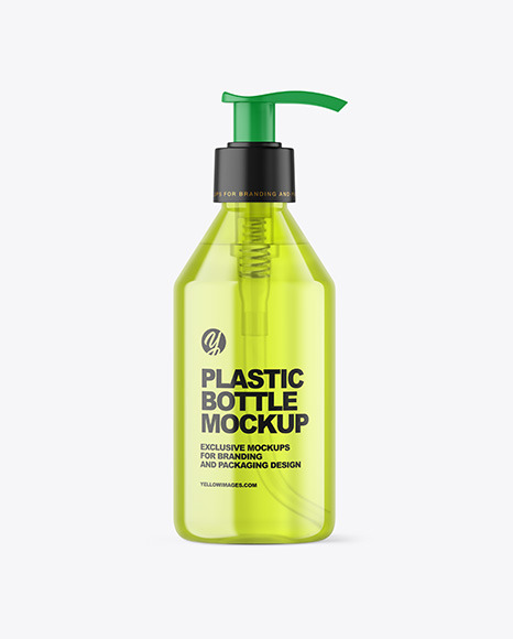 Color Plastic Cosmetic Bottle with Pump Mockup Color Plastic Cosmetic Bottle with Pump Mockup