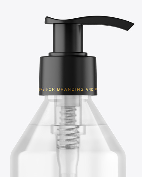 Clear Cosmetic Bottle with Pump Mockup Clear Cosmetic Bottle with Pump Mockup