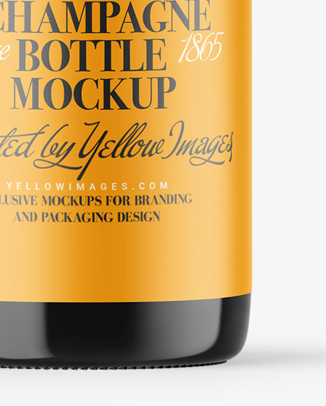 Green Glass Champagne Bottle Mockup