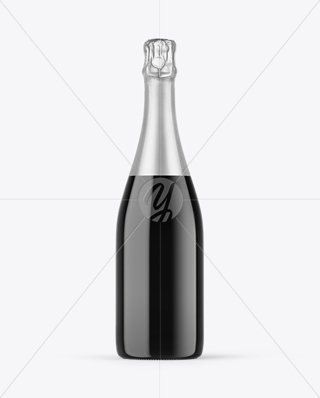 Dark Glass Champagne Bottle Mockup