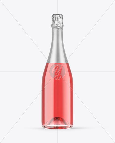 Clear Glass Pink Champagne Bottle Mockup