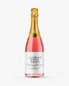 Clear Glass Pink Champagne Bottle Mockup