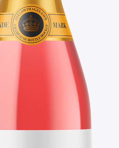 Clear Glass Pink Champagne Bottle Mockup