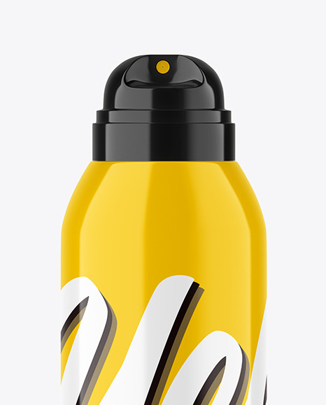 Glossy Aerosol Bottle Mockup