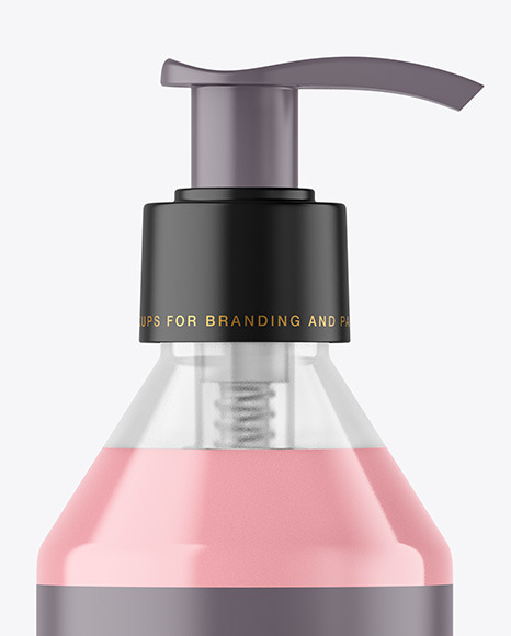 Clear Liquid Soap Cosmetic Bottle with Pump Mockup