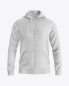 Heather Raglan Full-Zip Hoodie Mockup - Front View